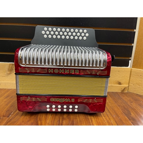 Hohner Corona II F/Bb/EB Red Diatonic Accordion