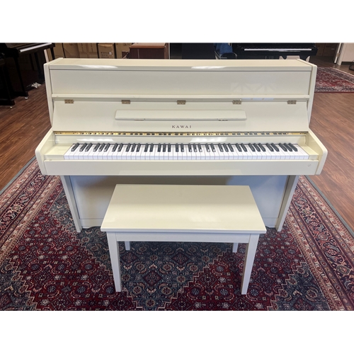 USED Kawai Console Piano With Bench - Antique White