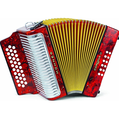 Hohner Corona II Classic Pearl Red FBbEb Accordion With Gigbag